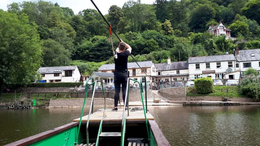 The hand ferry at Symonds Yat leading straight to the pub!