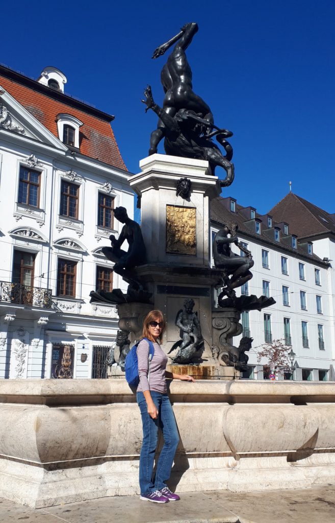 Maximillian Strasse and one of the street's three large fountains