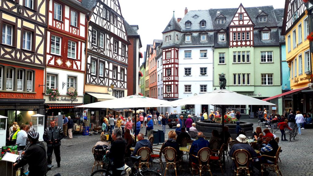 Cochem town square - a riot of colour and throngs of people