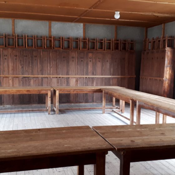 Prisoner's locker room where they kept their meagre possessions