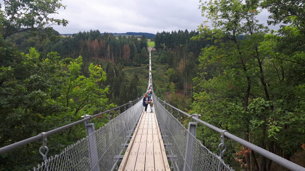 The wobbly walkway that is the Geierlay Suspension Bridge