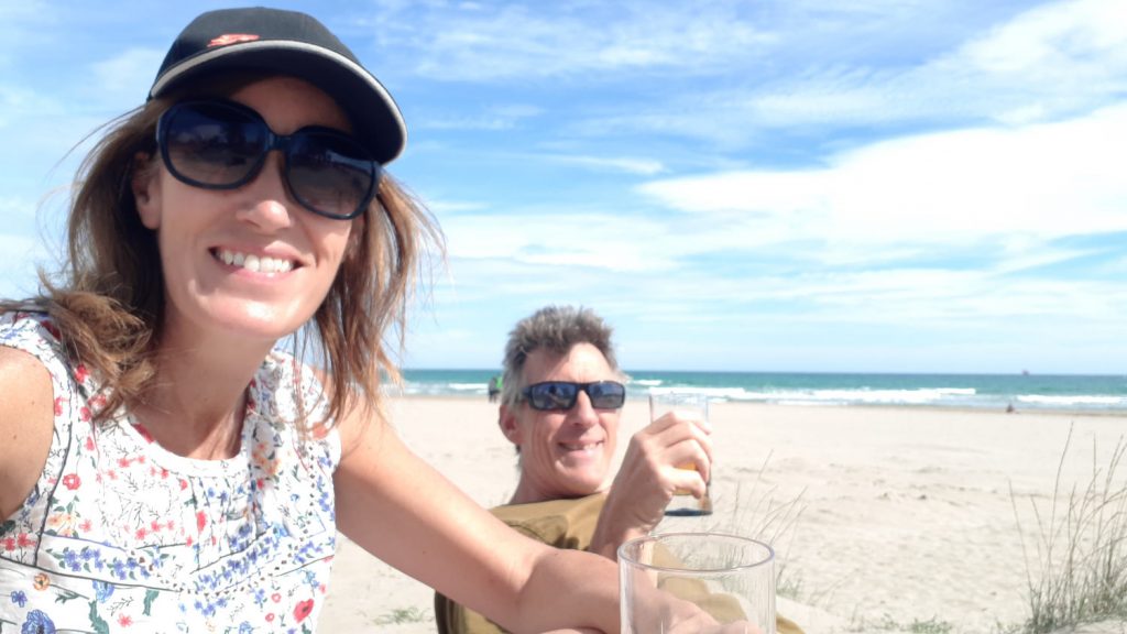 A welcome break in the sun on the beach at El Grao del Castellon