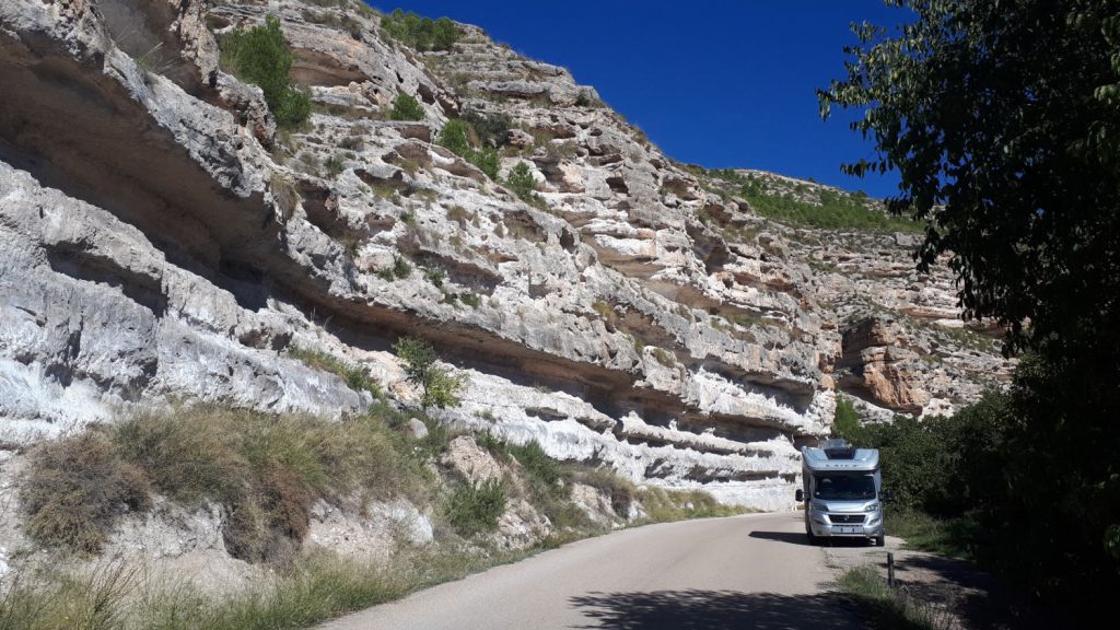 Buzz Laika parked in the Jucar Gorge for a scenic lunch!