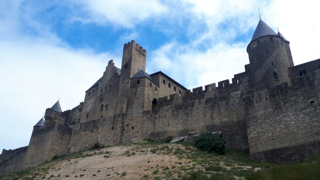 The unmistakable ramparts of the giant Carcassonne fortress