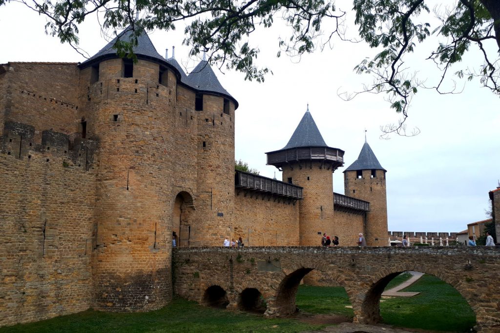 Carcassonne the moat and bridge to the inner fortress