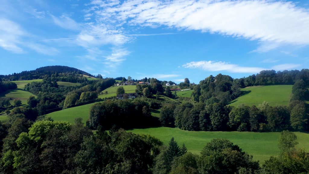 Beautiful landscape as we neared the bottom of our return cable car journey