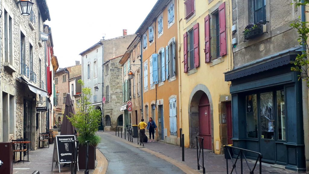 The colourful streets outside the walls of the Cite of Carcassonne