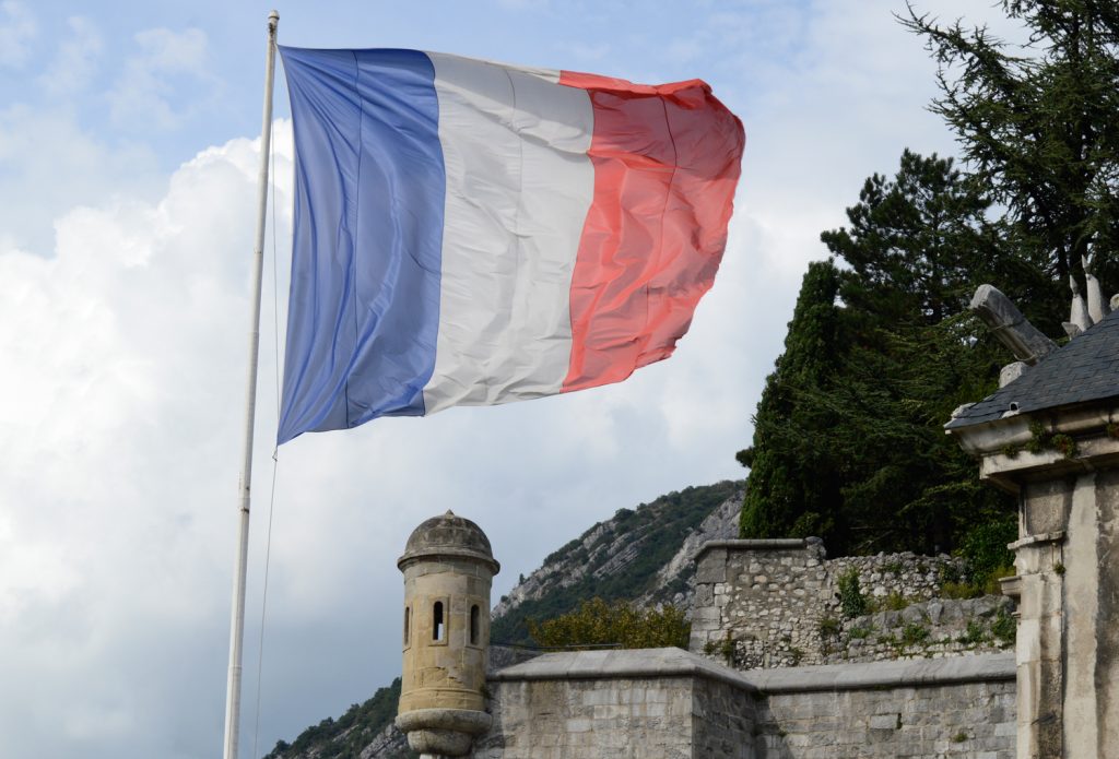 The Tricolor flying in the wind at Greenoble