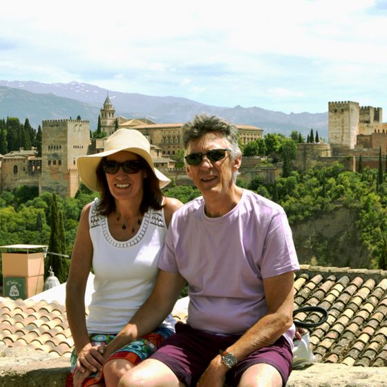 View of the Alhambra from Plaza Mirador de San Cristobal.