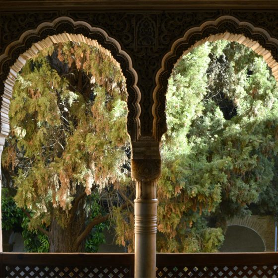 Alhambra view from a window in Nasrid Palace inner courtyard