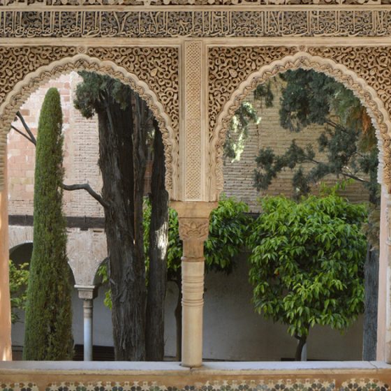 Alhambra view from a window in Nasrid Palace inner courtyard