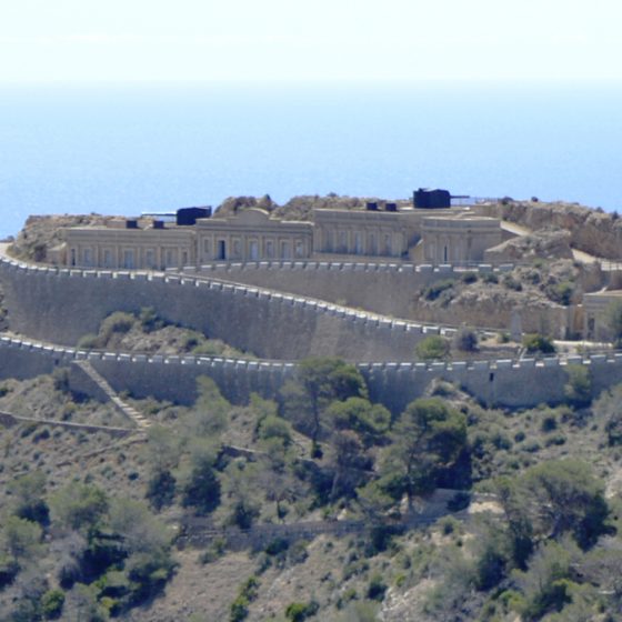 View from first section of Bateria de Castillitos towards the furthest point close-up