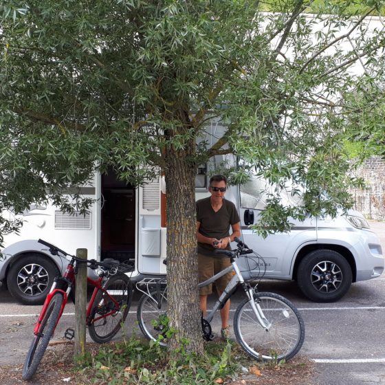 Daytime parking in Verdun where we cycled around from