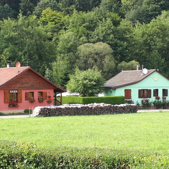 Colourfully painted houses outside Strasbourg