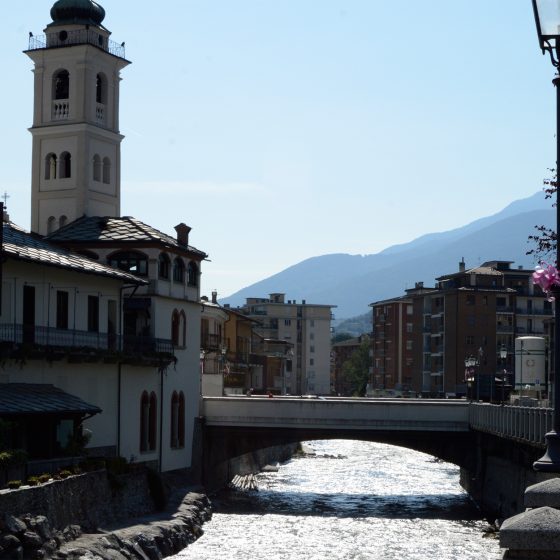 Susa town centre with Madonna of the Bridge Church