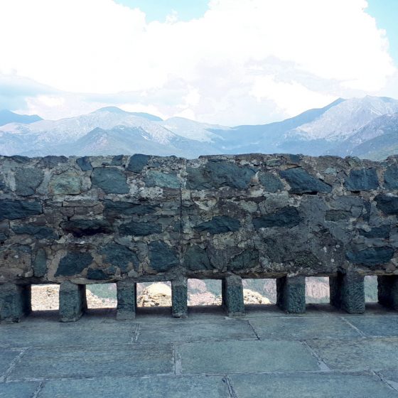 Stone wall of terrace