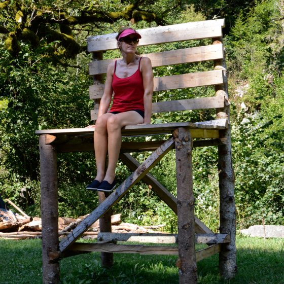 Marcella on the naughty chair