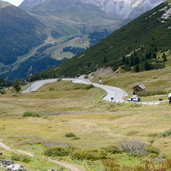 Dolomites 22 Hairpin bends up to Pas Pordoi