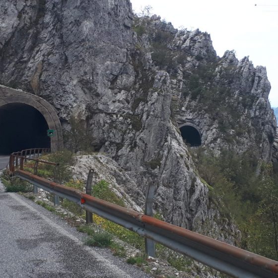Tunnels through the marble mountains of Carrara