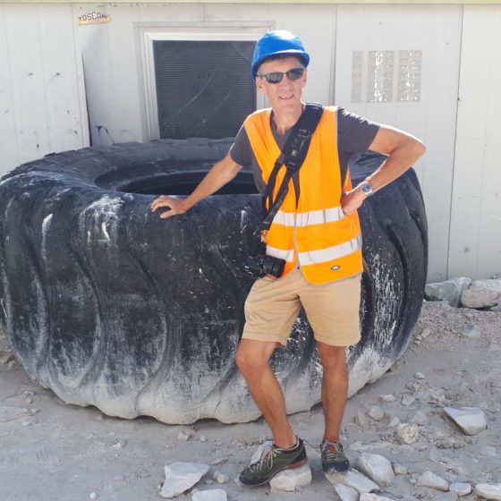 Giant tyre from a quarrying vehicle