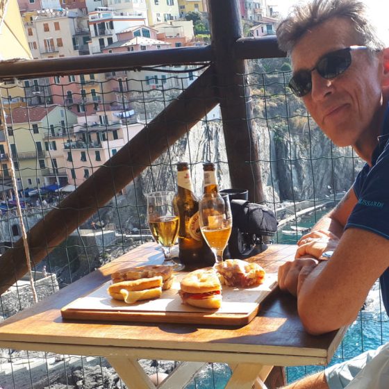 Enjoying lunch in Manarola