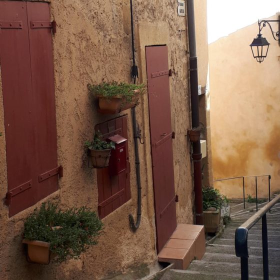 Winding streets and stairways in Jouques historical town