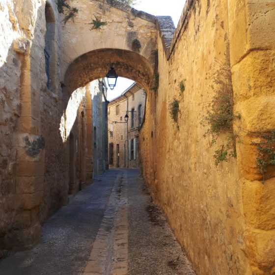 Jouques street with overhead adjoining walkway