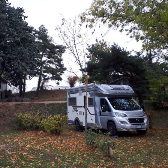 Buzz Laika motorhome parked in Ceyrat campsite