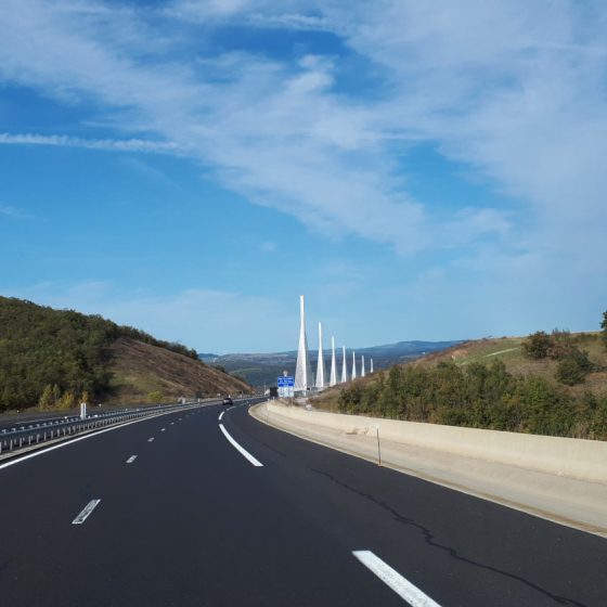 Approaching the Millau viaduct from the South Side A75