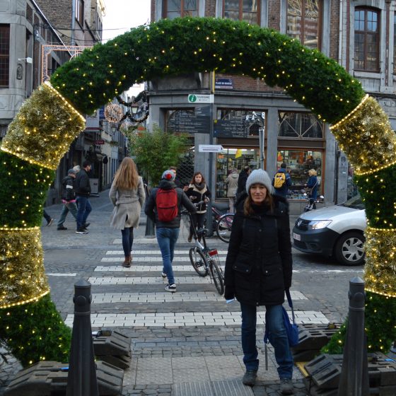 Liege Market entrance over a zebra crossing