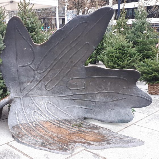 Giant leaf decoration in the market square