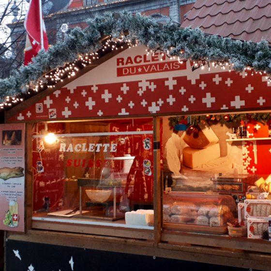 Liege Christmas Market - food stalls raclette