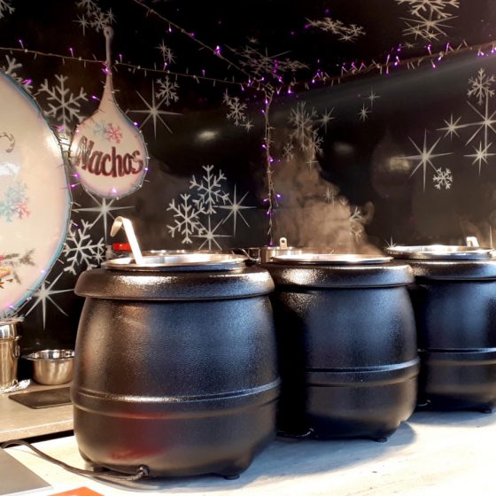 Big steaming pots of Vin Chaud