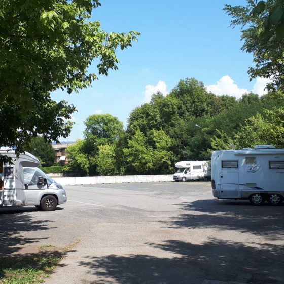 Parked at the aire in Avigliana, Italy
