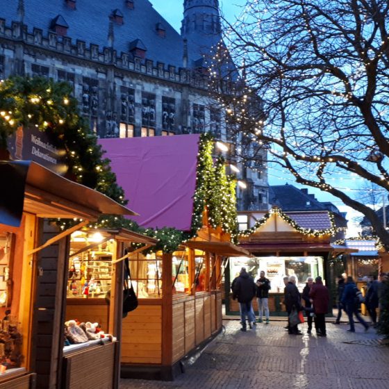 Christmas market stalls