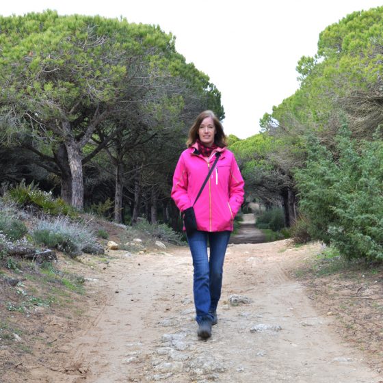 Marcella walking through the Barbate Park