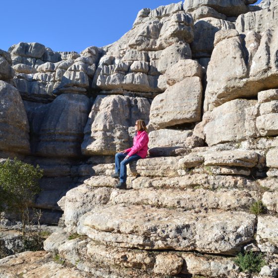 El Torcal - Marcella admires the stunning surroundings