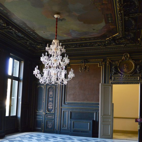 Sparkling chandeliers in the palace