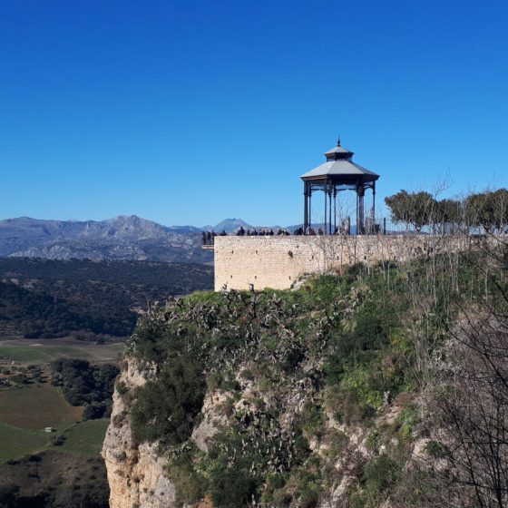 The bandstand at Ronda with beautiful views across the valley