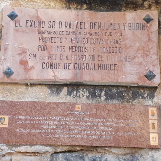 Plaque to commemorate the engineering and restoration works in the canyon