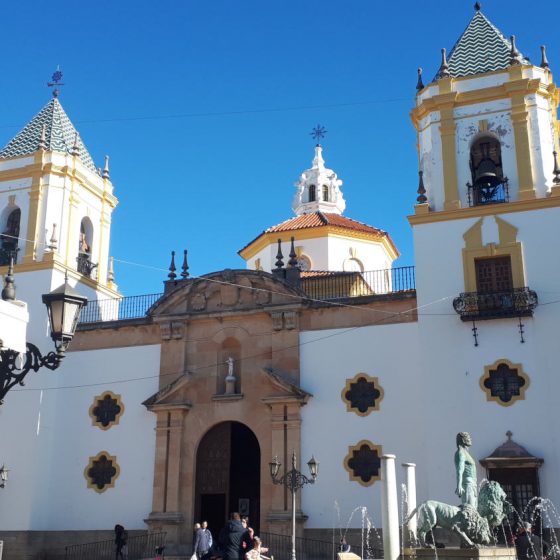 Iglesia del Socorro - white and yellow painted church in Ronda's main square