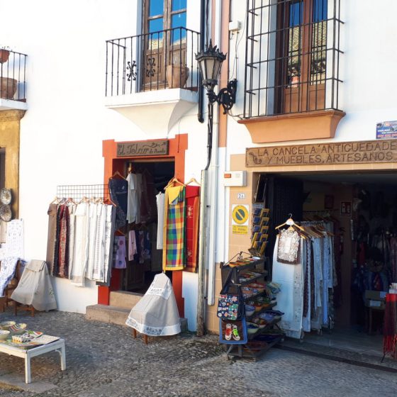 A colourful textiles shop in Ronda old town