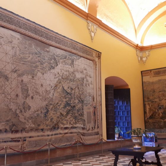 Giant tapestries hung in the Real Alcazar Seville