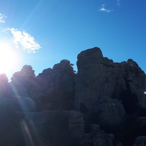 Sun shining through the rocks at El Torcal