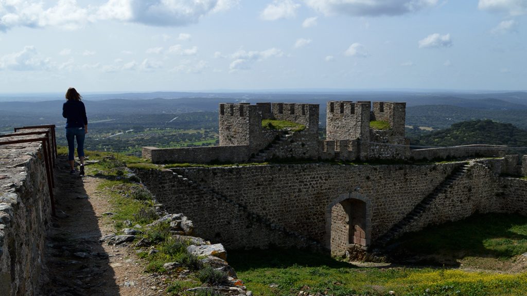 Evora Monte - Marcella on the castle wall feature