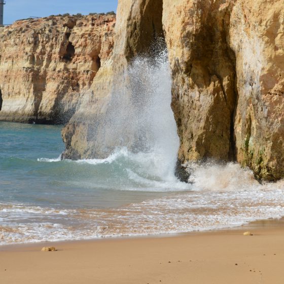 Waves constantly crashing into the rocks - you can the erosion in motion!