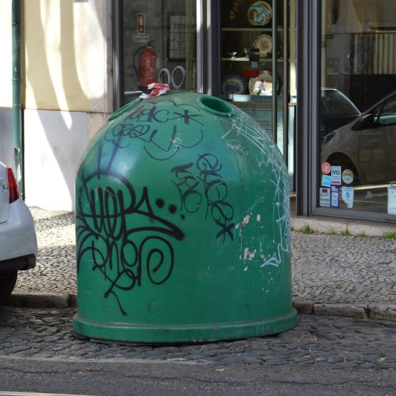 Lisbon - The Bottle Bank still scarred