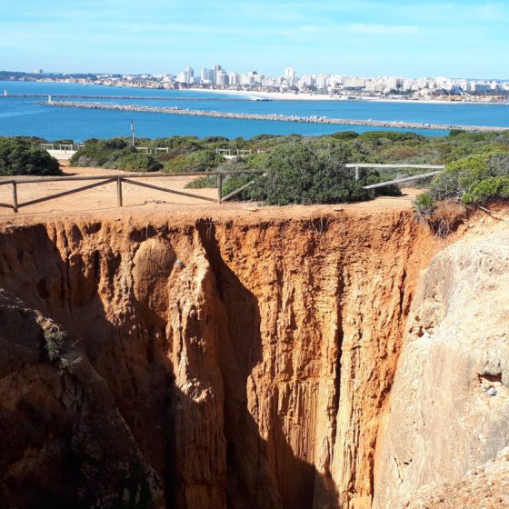 Huge sinkhole in the cliffside at Caneiros