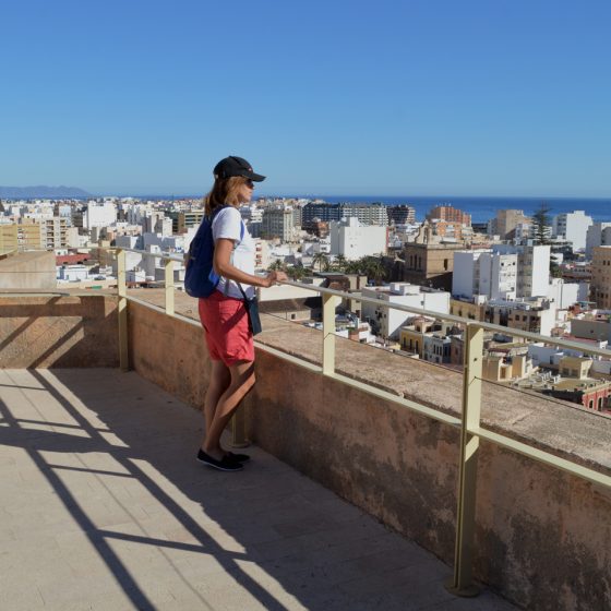 Almeria - Marcella takes in a city view