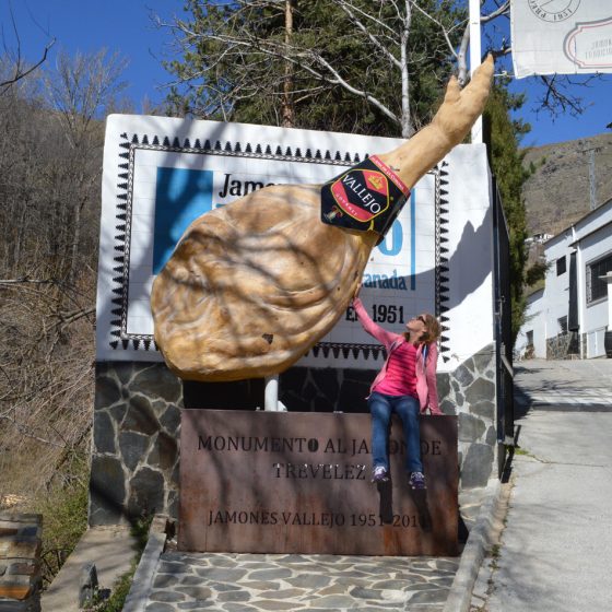 Trevelez - Marcella poses with a giant ham